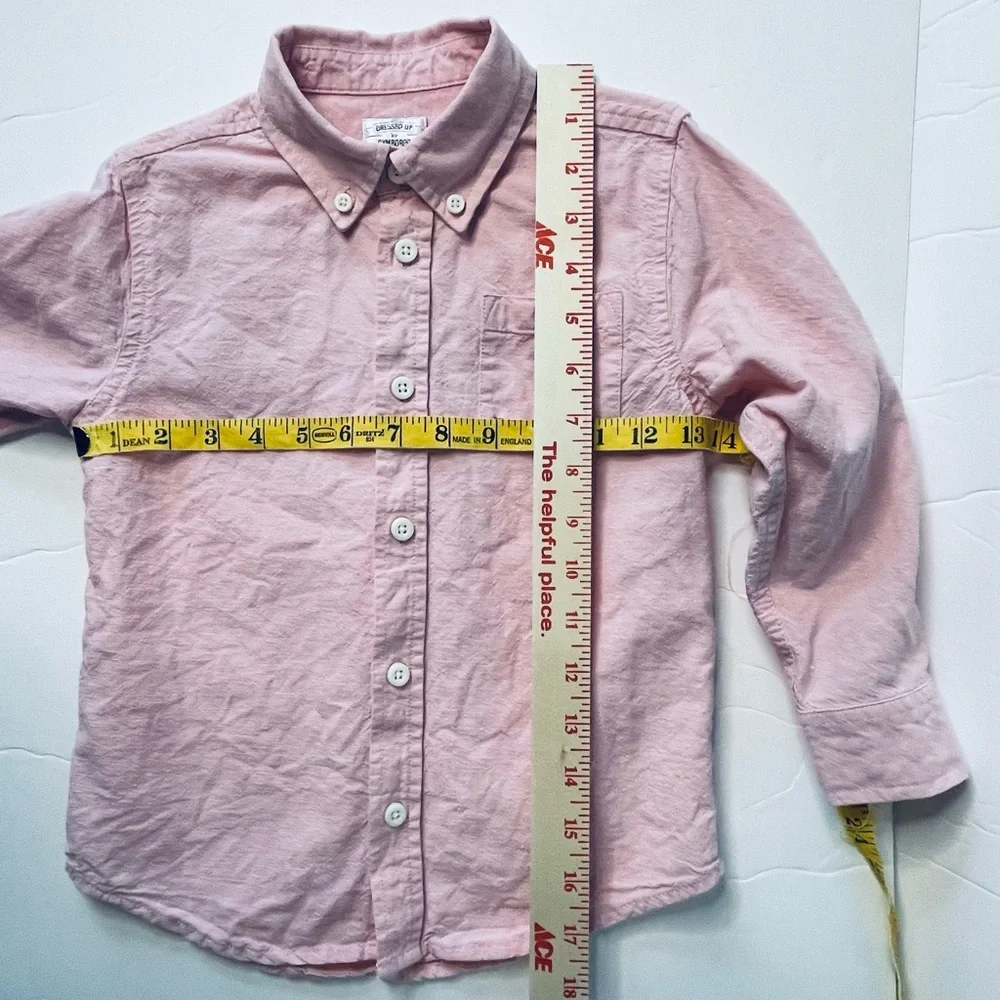 Dressed Up By Gymboree Kids Pink Linen Blend Pastel Pink Button Down unisex 4T